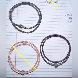 SOLD Pandora leather double wrap bracelet